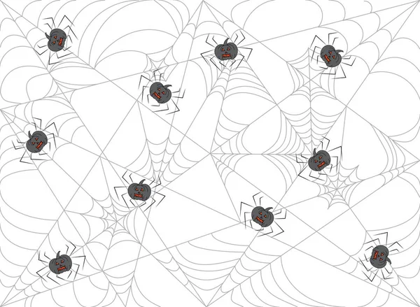 Transparent Bakgrund Med Spindlar Nät Och Pumpor — Stock vektor