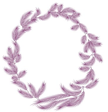 Palmiye dallı mor yuvarlak çerçeve