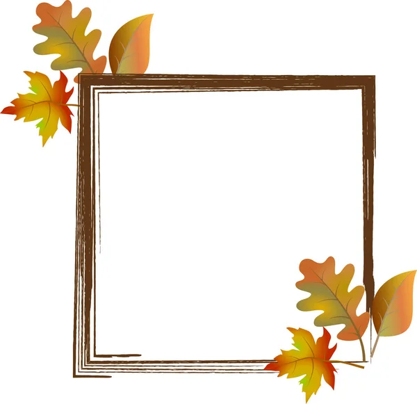 Bruin Rechthoekig Frame Met Herfstbladeren — Stockvector