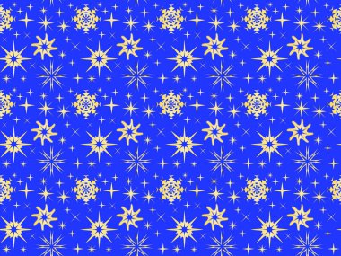 Mavi Noel ve Yeni Yıl Altın kar taneleriyle kusursuz desen
