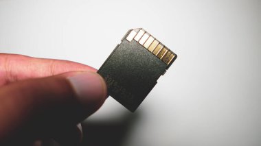 SD kartı - beyaz arkaplanda depolama kartı