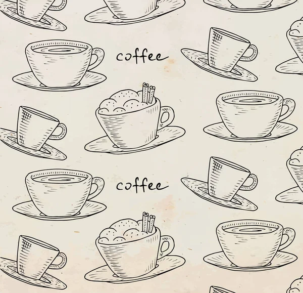Mooie Illustratie Van Het Patroon Van Koffie — Stockvector