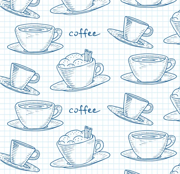 Bela Ilustração Padrão Café — Vetor de Stock