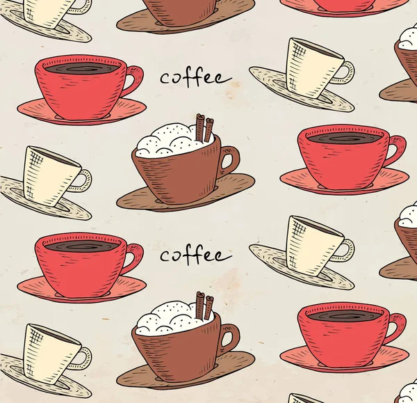 Piękna Ilustracja Kawa Wzór — Wektor stockowy