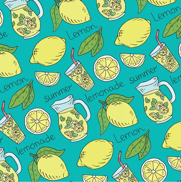 Summer Fresh Lemonade Pattern Juicy Lemons — Stock Vector