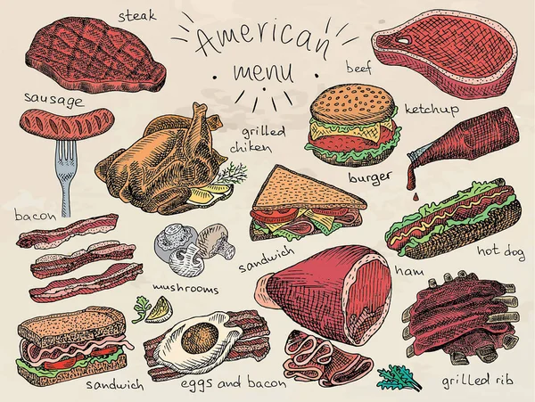 Menu americano —  Vetores de Stock