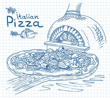 Güzel İtalyan Pizza fırın kesme tahtası üzerinde gösterimi 
