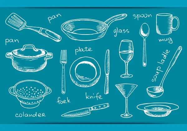 Набор посуды посуды — стоковый вектор