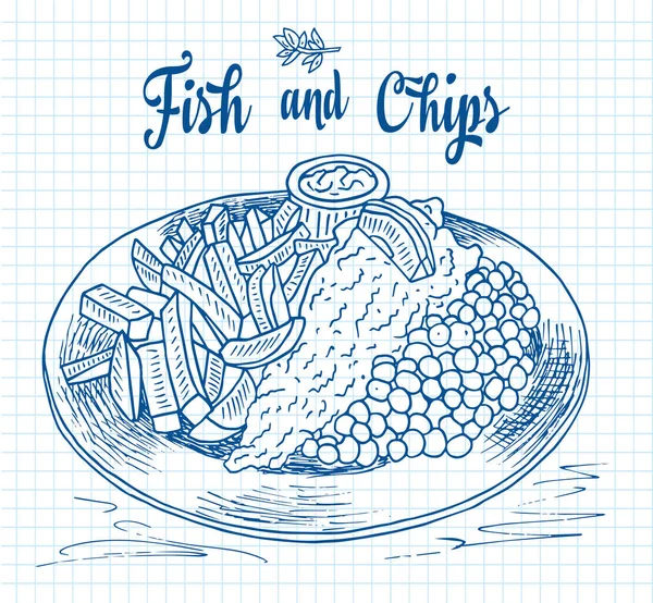 Fish and chips — Stock vektor