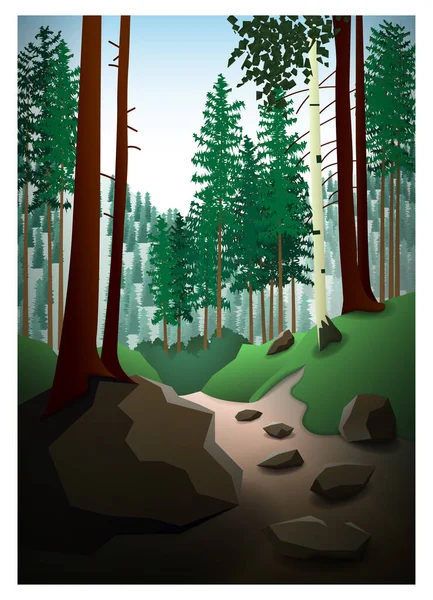 山の針葉樹林 — ストックベクタ