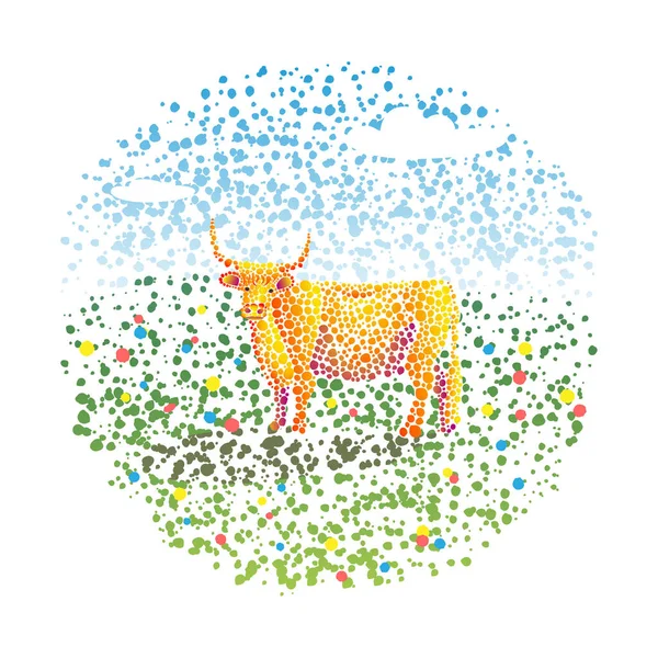 Stier Het Weiland — Stockvector