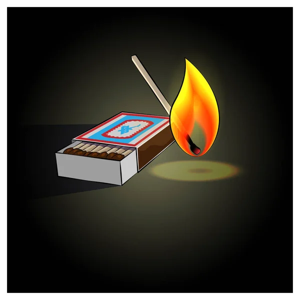 A box of matches and a fire — Stock Illustration Box Matches Fire Royalty Free Stock Illustrations