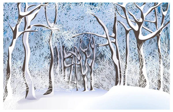 Зимний Лес Векторная Иллюстрация — стоковый вектор
