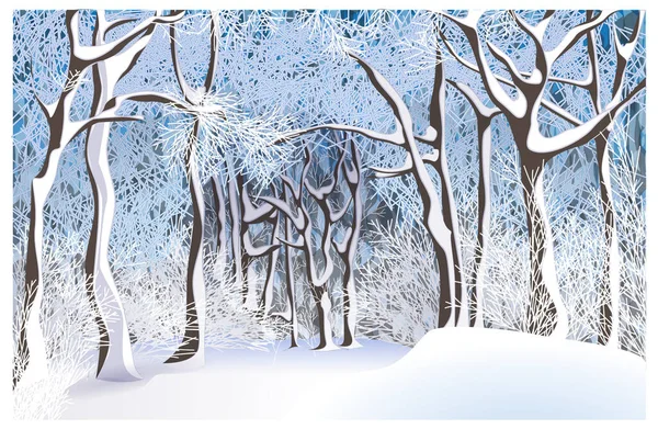 Winterwaldlandschaft Vektorillustration — Stockvektor