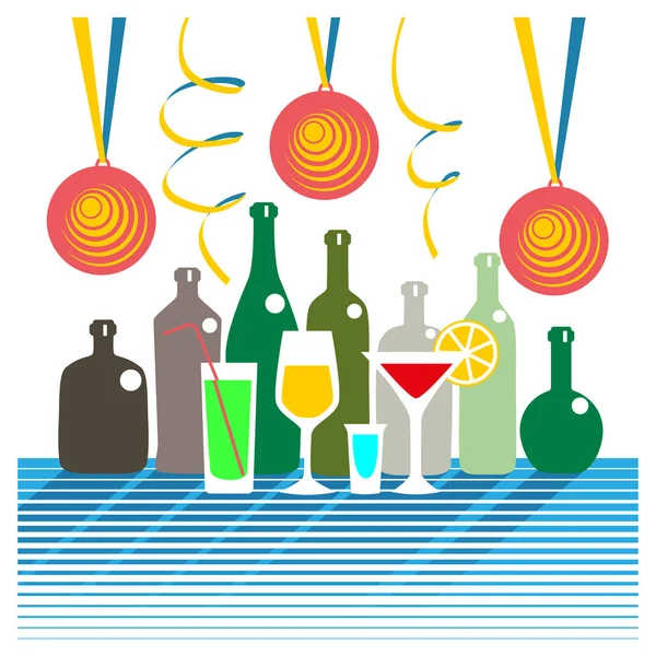 Boissons Vacances Illustration Vectorielle Plate — Image vectorielle