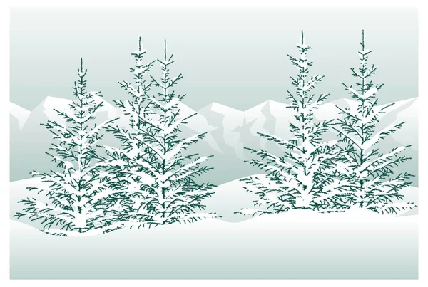 冬の山の風景 ベクターイラスト — ストックベクタ