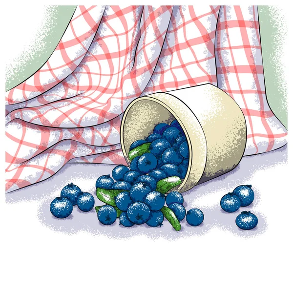 Nature Morte Avec Des Bleuets Illustration Vectorielle — Image vectorielle