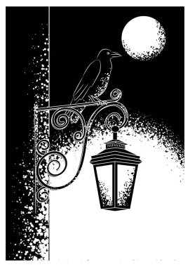 Bir sokak lambası ve bir kuzgun.