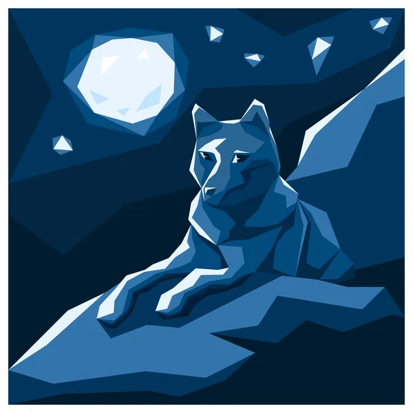 Wolf Vom Mond Angestrahlt Vektorillustration — Stockvektor