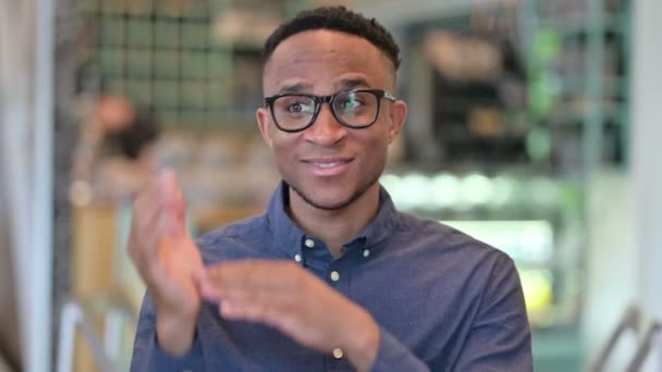 Portrait of Excited Young African Man Clapping — Stock Video