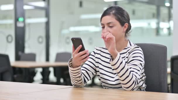 Serious Indian Woman using Smartphone — Stock Video