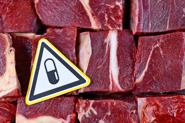 Concepto Para Residuos Antibióticos Resistencia Los Antibióticos Carne Para Consumo — Foto de Stock