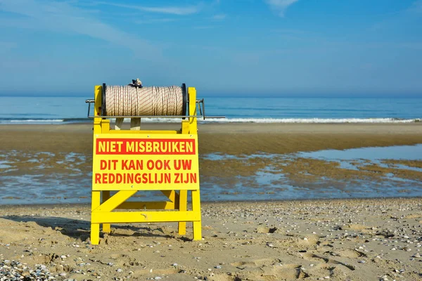 Texel Netherlands August 2019 Lifeline Reel Warning Text Saying Abuse — Stock Photo, Image