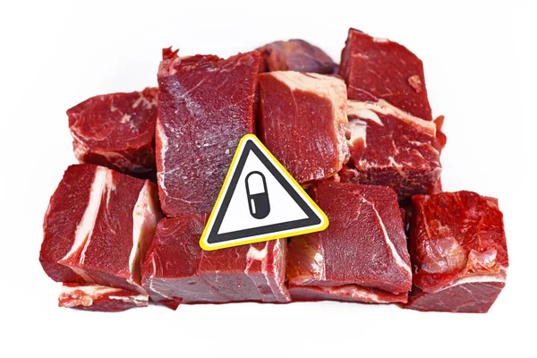 Concepto Para Residuos Antibióticos Bacterias Nocivas Carne Para Consumo Humano — Foto de Stock