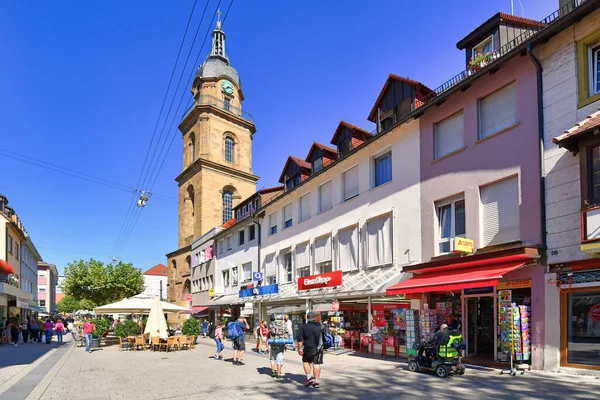 Heilbronn Německo Září 2020 Ulice Malými Obchody Věží Názvem Hafenmarktturm — Stock fotografie