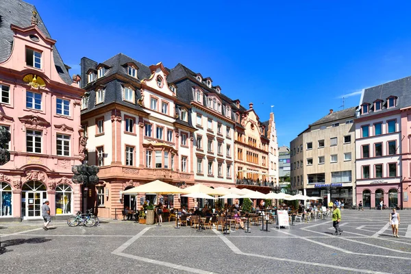 Moguncja Niemcy Lipiec 2020 Rynek Starego Miasta Historycznym Centrum Moguncji — Zdjęcie stockowe