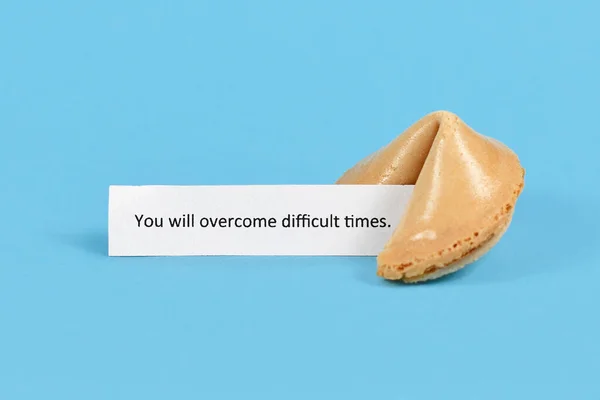 Fortune Cookie Motivational Text Paper Saying You Overcome Difficult Times — Stock Photo, Image