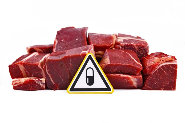 Residuos Antibióticos Bacterias Nocivas Carne Para Consumo Humano Mostrando Trozos — Foto de Stock
