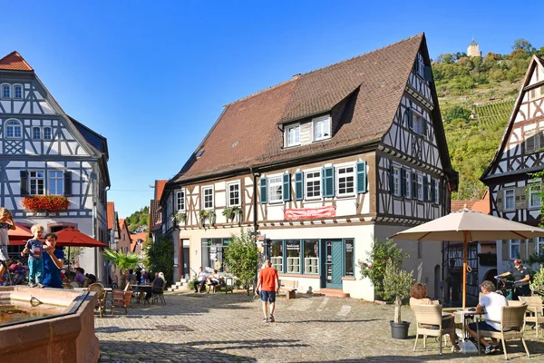 Heppenheim Německo Září 2020 Tržní Místo Krásnými Starými Roubenými Budovami — Stock fotografie