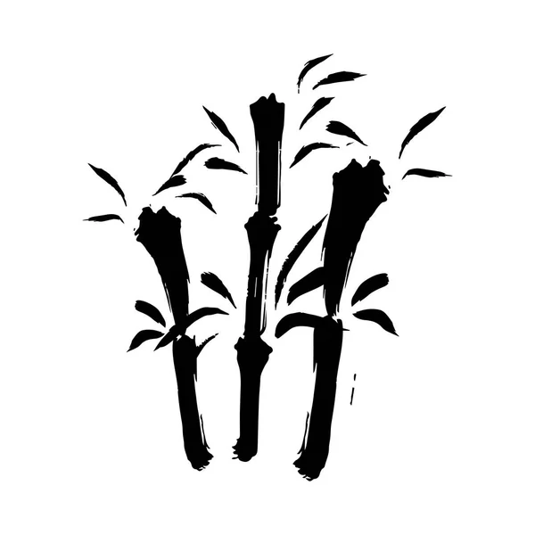 Branches Une Silhouette Bambou Illustration Isolée Sur Fond Blanc — Image vectorielle