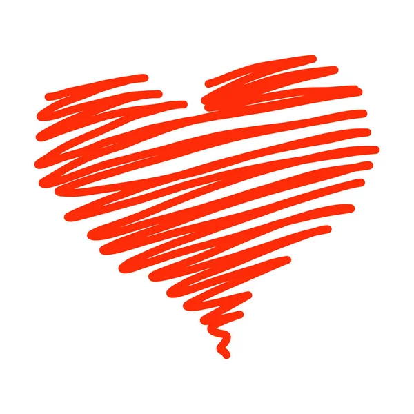 Handgezeichnetes Rotes Herz Des Doodle Kreises — Stockvektor