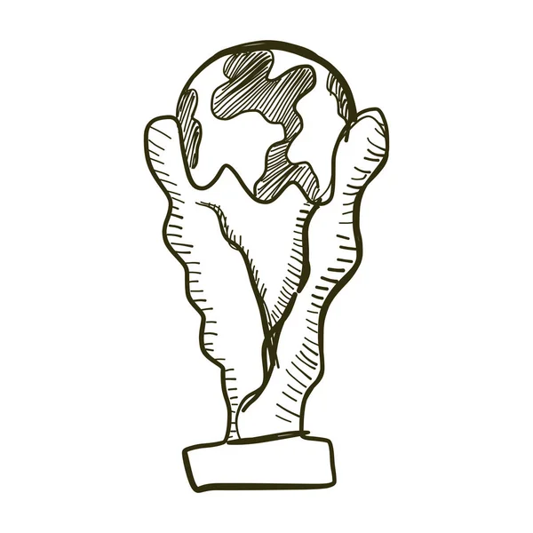 Dessin Main Trophée Illustration Isolée Sur Fond Blanc — Image vectorielle