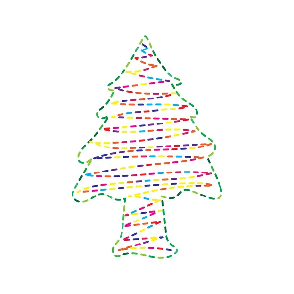 Arbre Noël Aléatoire Pointillé Coloré — Image vectorielle