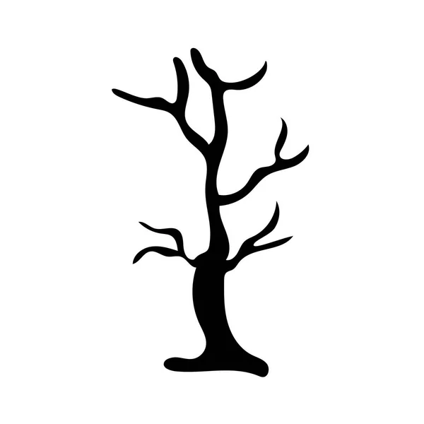 Silhouette Albero Isolato Illustrazione Sfondo Bianco — Vettoriale Stock