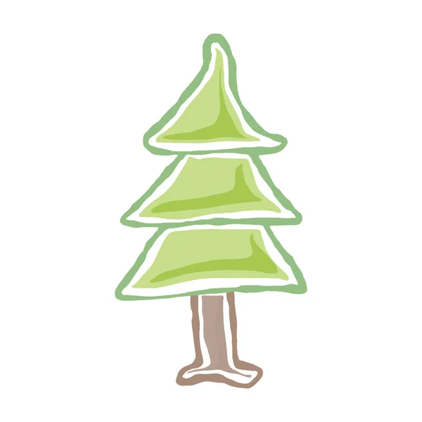 Hand Gezeichnet Weihnachtsbaum Isolierte Illustration Auf Weißem Hintergrund — Stockvektor