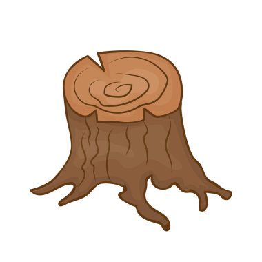 Beyaz arka plan üzerinde izole kökleri ile ağaç kütüğü