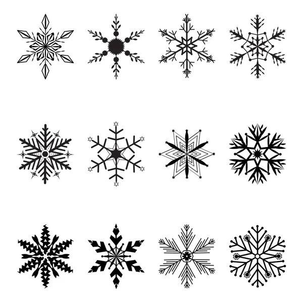 Набір Сніжинки Різдво Векторна Іконка Білий Фон — стоковий вектор