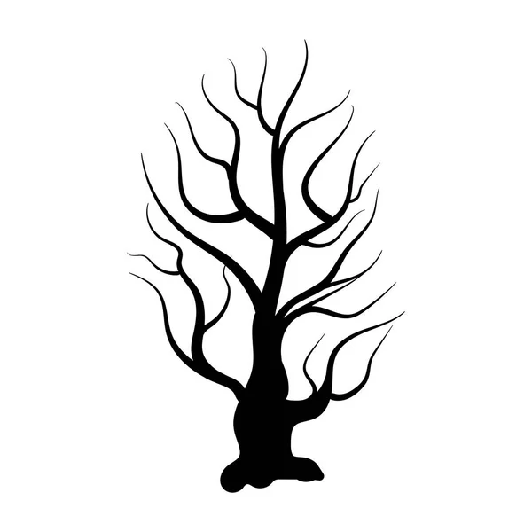 Силуэт Дерева Изолированная Иллюстрация Белом Фоне — стоковый вектор