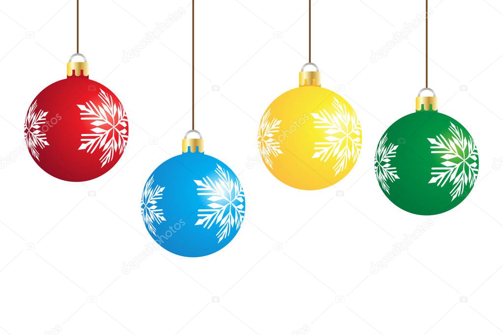 Christmas Colored Balls isolated illustration on white background