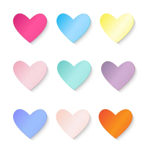 Набор Цветной Бумаги Сердца — стоковый вектор