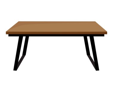 Tahta masa beyaz arkaplanda izole edilmiş resimleme