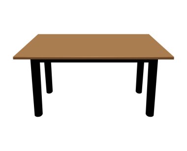 Tahta masa beyaz arkaplanda izole edilmiş resimleme