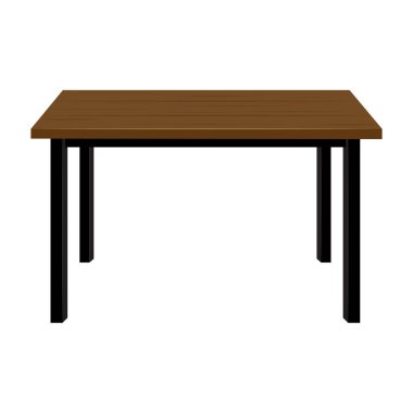 Tahta masa beyaz arkaplanda izole edilmiş resimleme