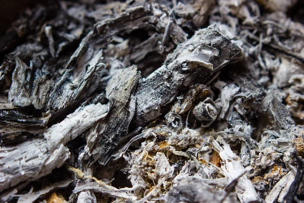 Pile of ashes from burn the wood in the stove. — Stock Photo, Image