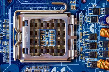 Masaüstü bilgisayar anne elektronik bileşenlerin yakın çekim