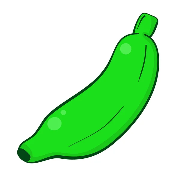 Ikona zeleného banánu, samostatná ilustrace na bílém pozadí — Stockový vektor